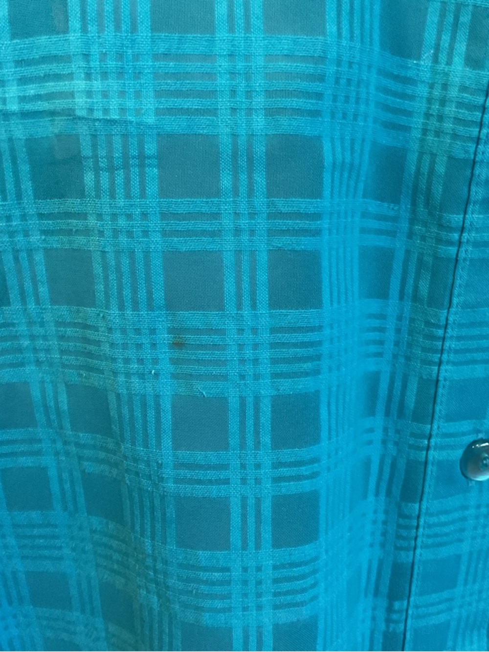 Alfred Dunner Size 16 Turquoise Textured Check Button Up Shirt Short Sleeve - Picture 5 of 6
